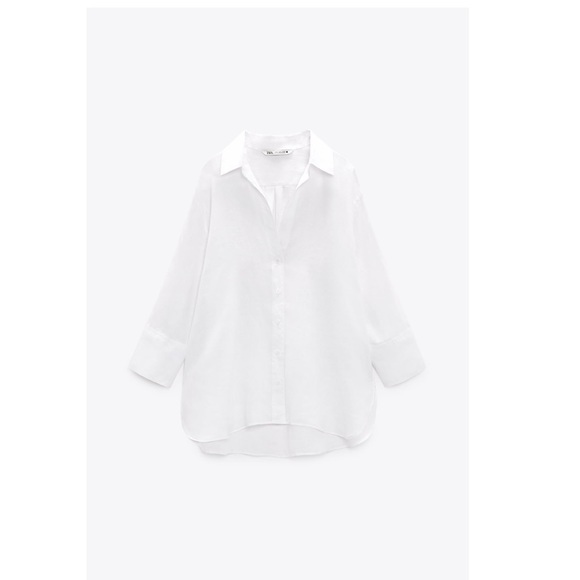 NWT ZARA | ASYMMETRIC HEM LINEN SHIRT - Picture 5 of 8